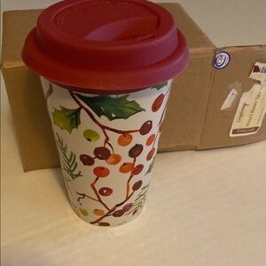 Longaberger Holly Berry Travel Cup
